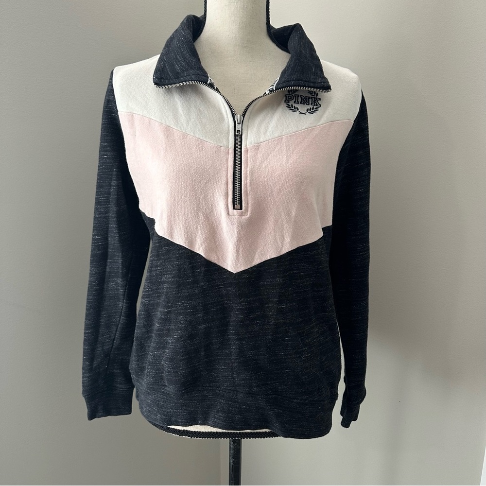 PINK Victorias Secret 1/4 Zip Campus Crew Sweatshirt